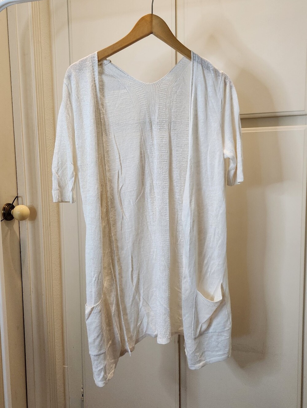 Lenin cream off white short sleeves long cardigan
